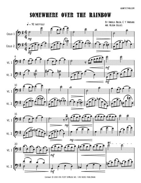 Somewhere Over The Rainbow From The Wizard Of Oz Cello Duet Sheet Music