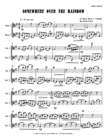 Free Sheet Music Somewhere Over The Rainbow From The Wizard Of Oz Viola Duet