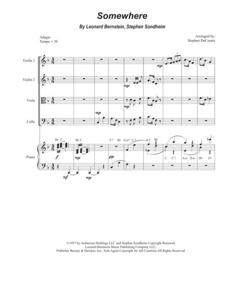 Free Sheet Music Somewhere String Quartet And Piano