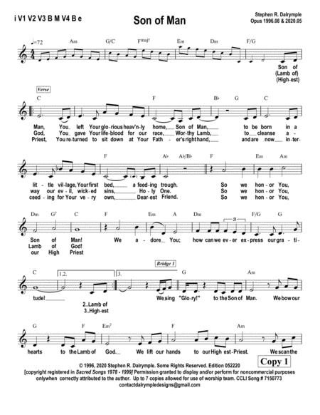 Son Of Man Worship Team Edition Sheet Music