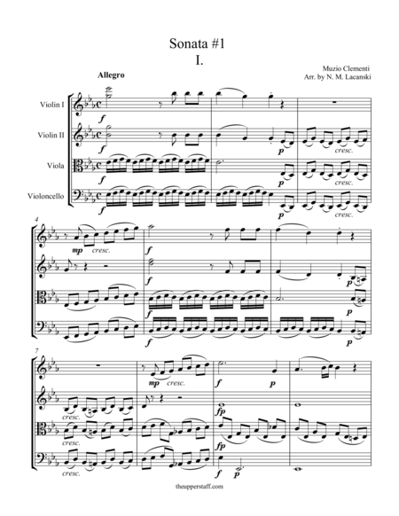 Free Sheet Music Sonata 1 For String Quartet Movement 1