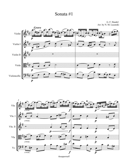 Sonata 1 Movement 1 In E Minor For Violin And String Quartet Sheet Music