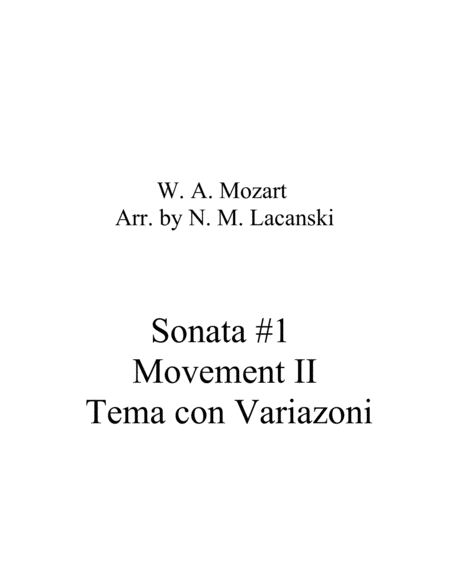 Sonata 1 Movement 2 Tema Con Variazioni Sheet Music