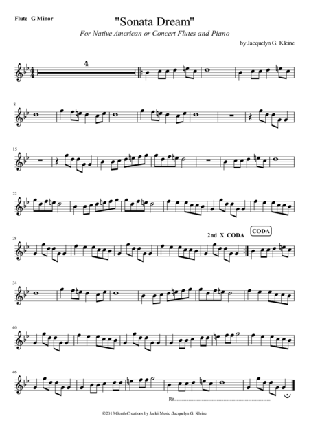 Sonata Dream For Flute And Piano Flute Part G Minor Sheet Music