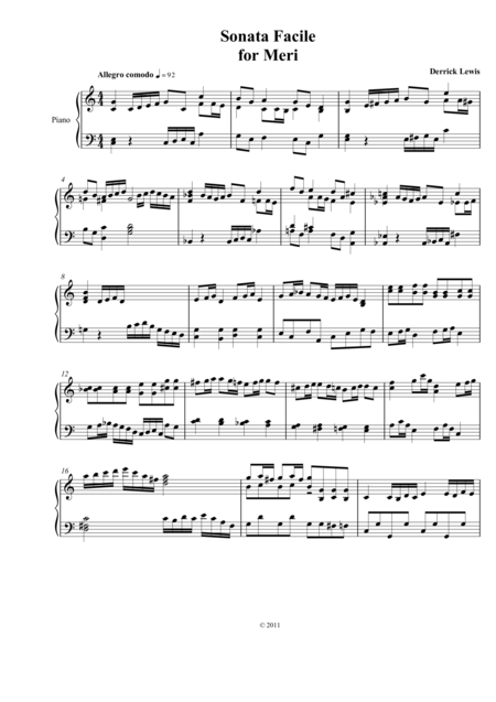 Free Sheet Music Sonata Facile In C First Movement