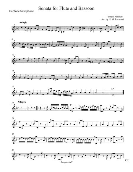 Free Sheet Music Sonata For Alto And Baritone Saxophones