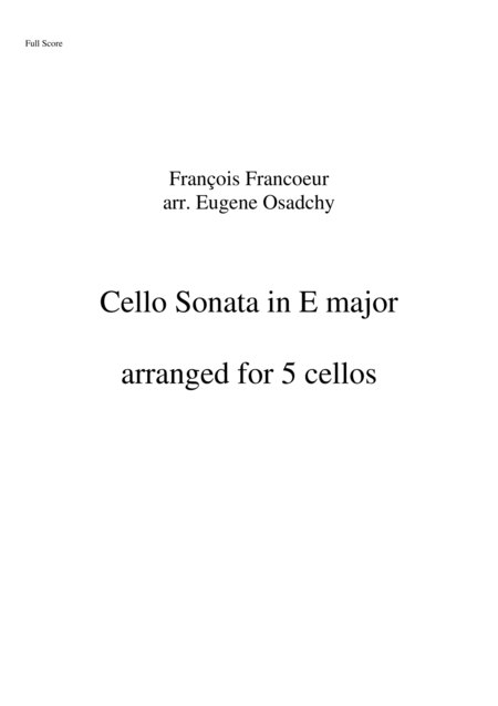 Sonata For Cello In E Major Sheet Music