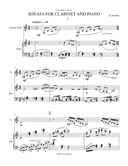 Free Sheet Music Sonata For Clarinet And Piano