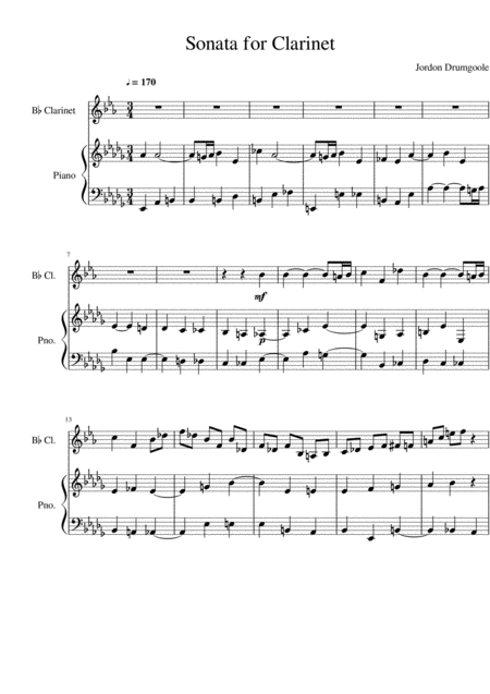Free Sheet Music Sonata For Clarinet