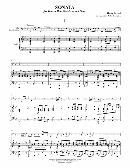 Free Sheet Music Sonata For Tuba Or Bass Trombone Piano Or Organ