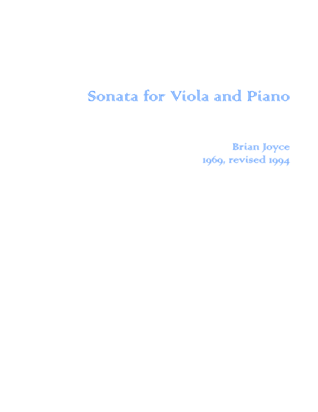 Sonata For Viola And Piano Sheet Music