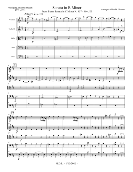 Free Sheet Music Sonata In B Minor K 457 Extra Score