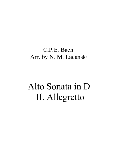 Sonata In D For Alto And String Quartet Ii Allegretto Sheet Music