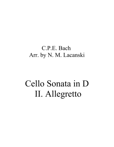 Sonata In D For Cello And String Quartet Ii Allegretto Sheet Music