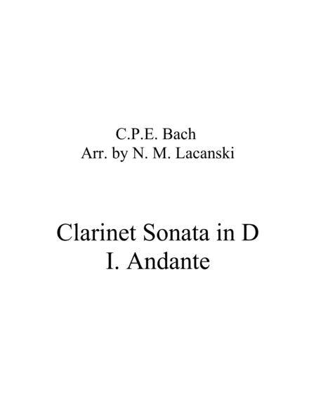 Sonata In D For Clarinet And String Quartet I Andante Sheet Music