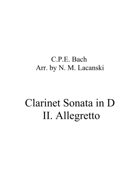 Sonata In D For Clarinet And String Quartet Ii Allegretto Sheet Music