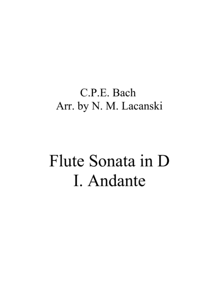 Sonata In D For Flute And String Quartet I Andante Sheet Music