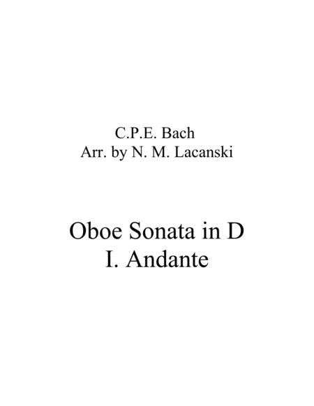 Sonata In D For Oboe And String Quartet I Andante Sheet Music