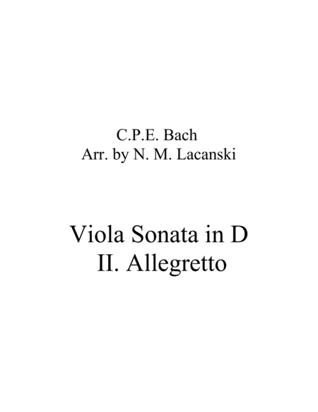 Free Sheet Music Sonata In D For Viola And String Quartet Ii Allegretto