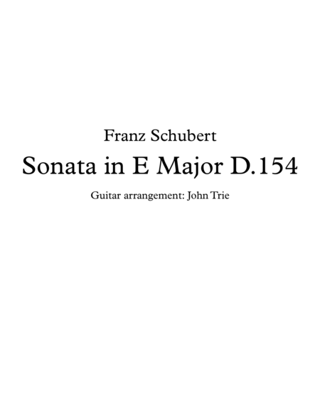 Free Sheet Music Sonata In D Major D 154 Tab