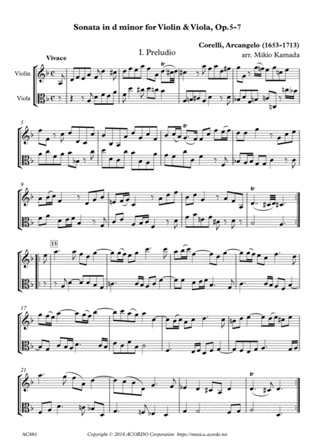 Free Sheet Music Sonata In D Minor For Violin Viola Op 5 7
