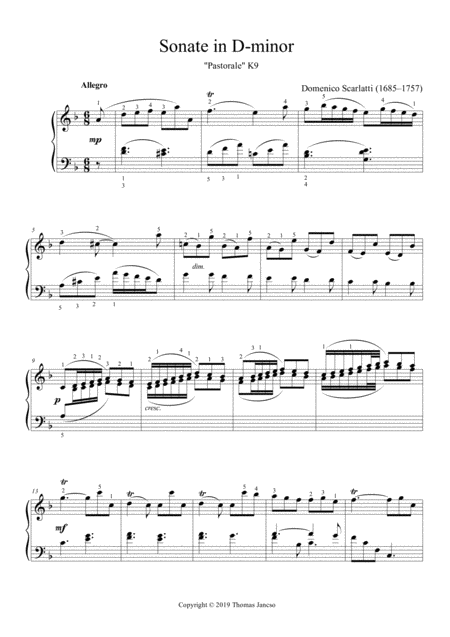 Sonata In D Minor Pastorale Sheet Music