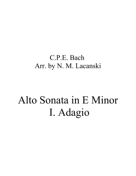 Sonata In E Minor For Alto And String Quartet I Adagio Sheet Music