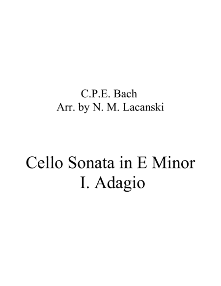 Free Sheet Music Sonata In E Minor For Cello And String Quartet I Adagio