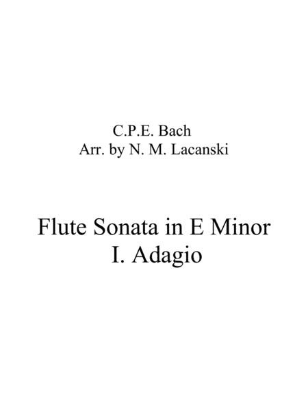 Free Sheet Music Sonata In E Minor For Flute And String Quartet I Adagio
