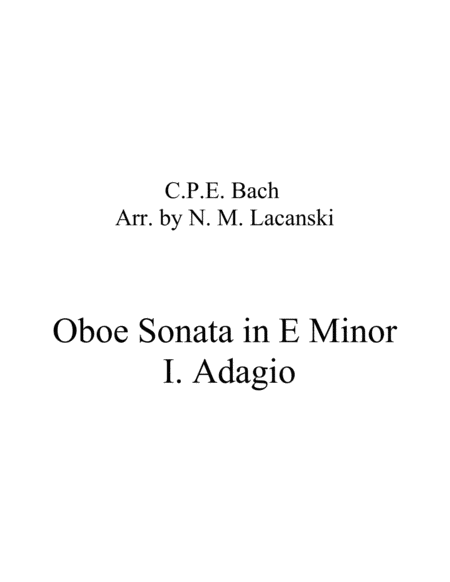 Sonata In E Minor For Oboe And String Quartet I Adagio Sheet Music