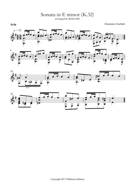 Sonata In E Minor For Solo Guitar Sheet Music