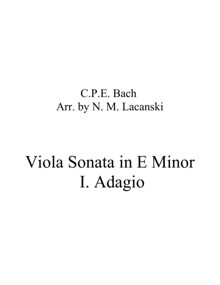 Sonata In E Minor For Viola And String Quartet I Adagio Sheet Music