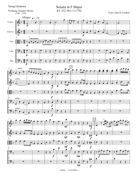 Sonata In F Major No 332 Sheet Music