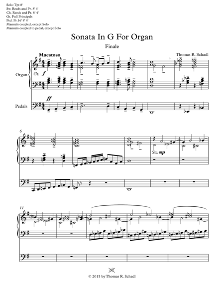 Free Sheet Music Sonata In G For Organ Finale