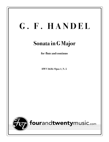 Free Sheet Music Sonata In G Major For Flute And Continuo Hwv 363b Op 1 No 5