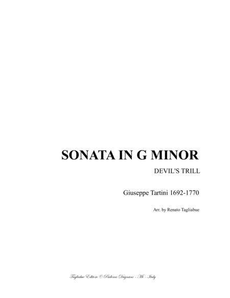 Sonata In G Minor Devils Trill G Tartini Arr For Oboe Or Any Instr In C And Piano With Oboe Part Sheet Music