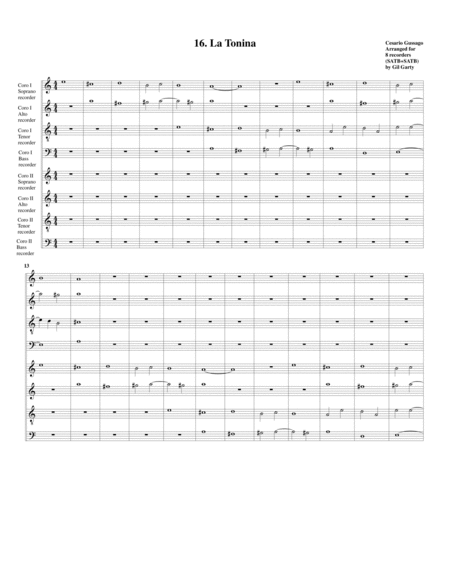 Free Sheet Music Sonata No 16 A8 28 Sonate A Quattro Sei Et Otto Con Alcuni Concerti 1608 La Tonina Arrangement For 8 Recorders