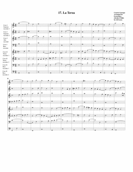 Sonata No 17 A8 28 Sonate A Quattro Sei Et Otto Con Alcuni Concerti 1608 La Terza Arrangement For 8 Recorders Sheet Music