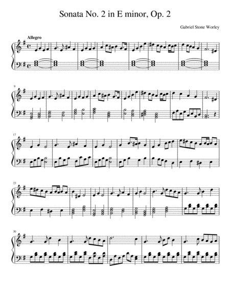 Free Sheet Music Sonata No 2 In Em Op 2