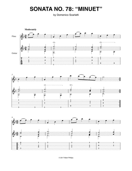 Sonata No 78 Minuet Sheet Music