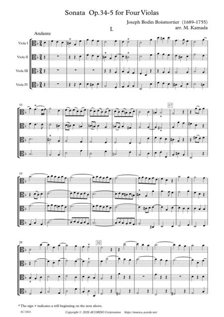 Free Sheet Music Sonata Op 34 5 For Four Violas