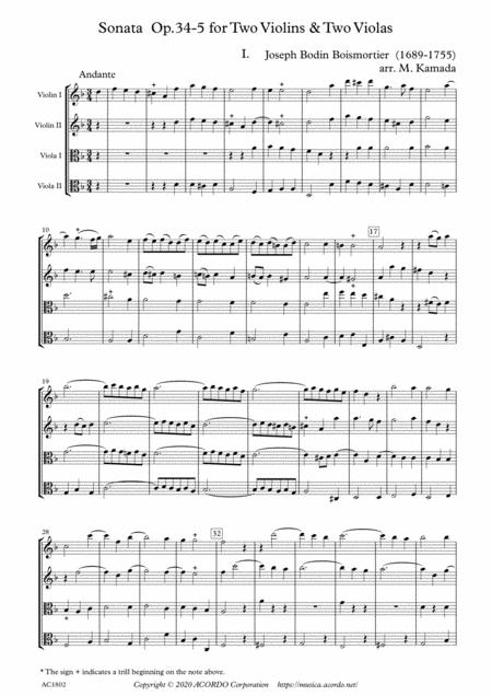 Free Sheet Music Sonata Op 34 5 For Two Violins Two Violas
