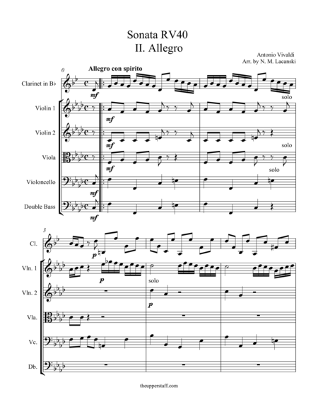 Sonata Rv40 Movement Ii Sheet Music