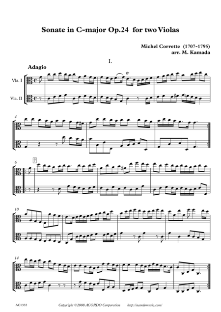 Sonate In C Major Op 24 For Two Violas Sheet Music