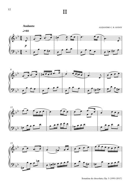 Sonatina De Chocolate Op 3 Para Piano 2017 Ii Andante Sheet Music