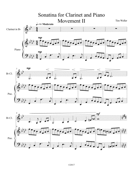 Sonatina For Clarinet And Piano Movement Ii Working Insects Piano Acc Sheet Music