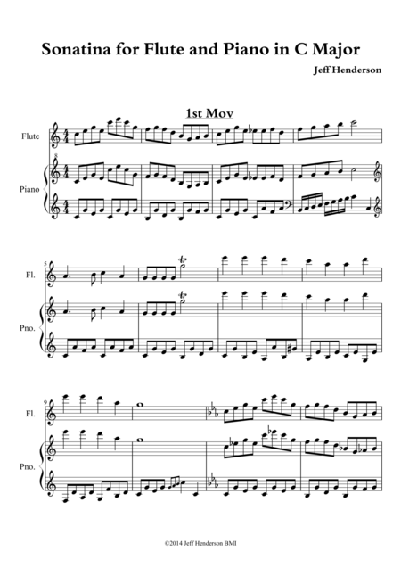 Free Sheet Music Sonatina For Flute And Piano In C Major