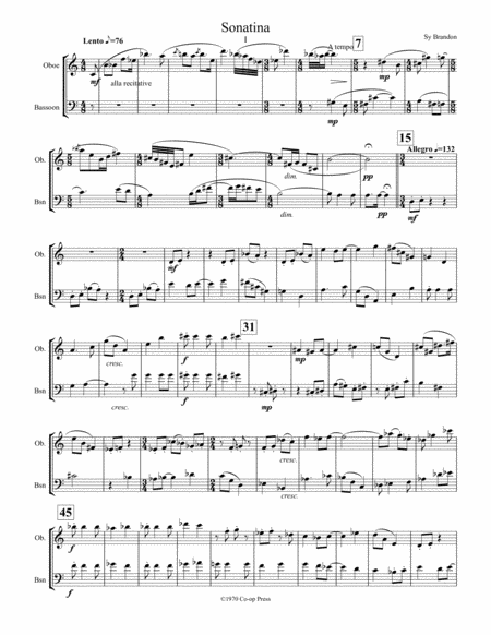 Free Sheet Music Sonatina For Oboe And Bassoon