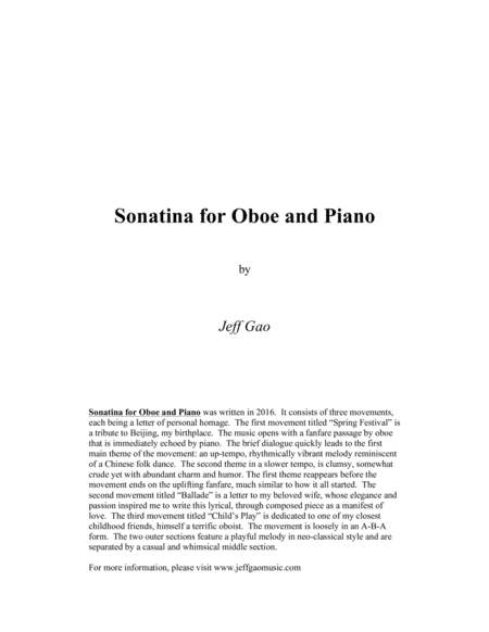 Free Sheet Music Sonatina For Oboe Piano