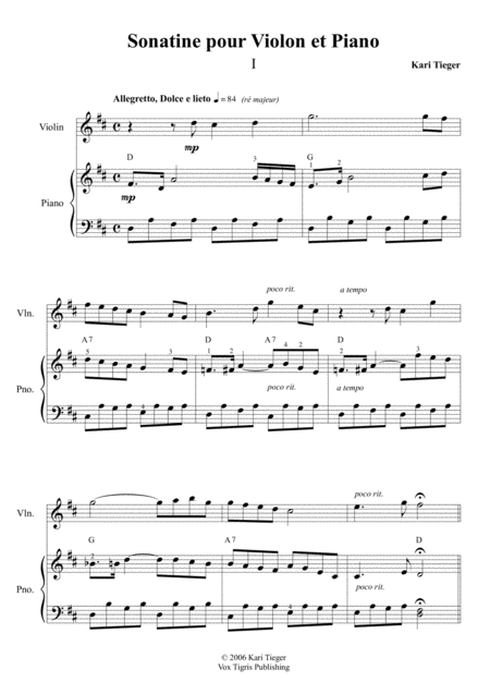 Sonatina For Piano And Violin Sheet Music